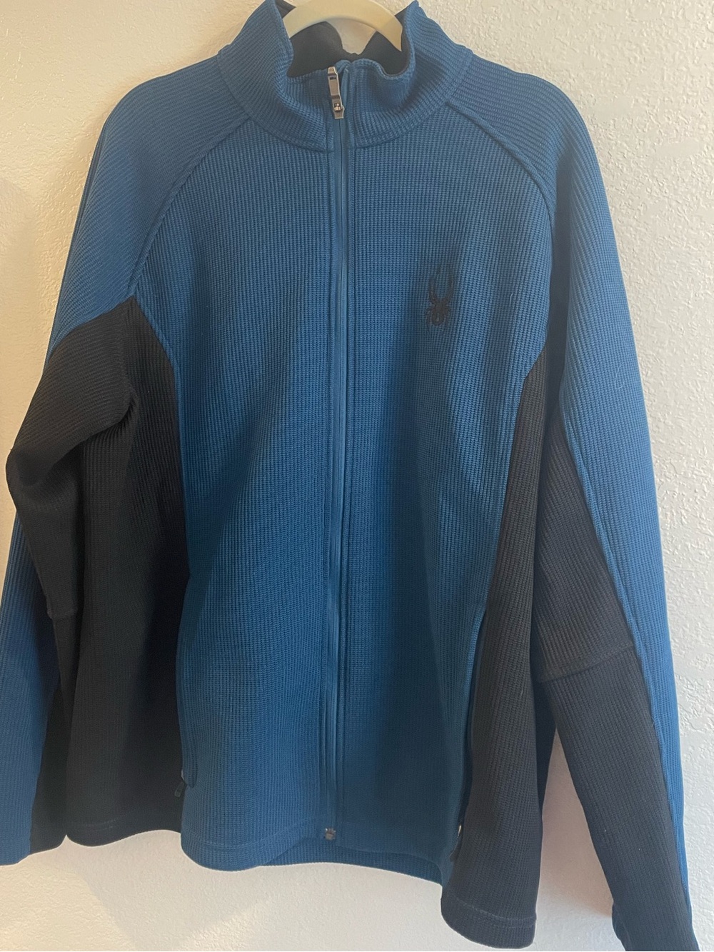 Spyder Blue and Black Full-Zip Waffle Knit Core Jacket